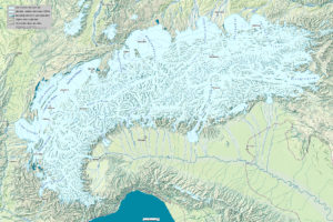 La chaine des Alpes au maximum de la glaciation du Würm